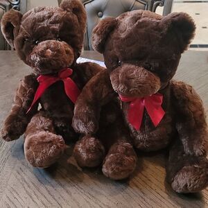 Brown teddy bear stuffed animals with red bow 🤎❤